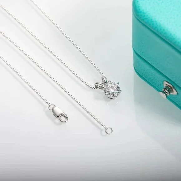 Certified 3 ct. t.w. Moissanite Diamond Solitaire Necklace NEW A - Picture 6 of 9